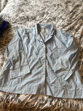 Women's Light Blue Striped Pajama Top